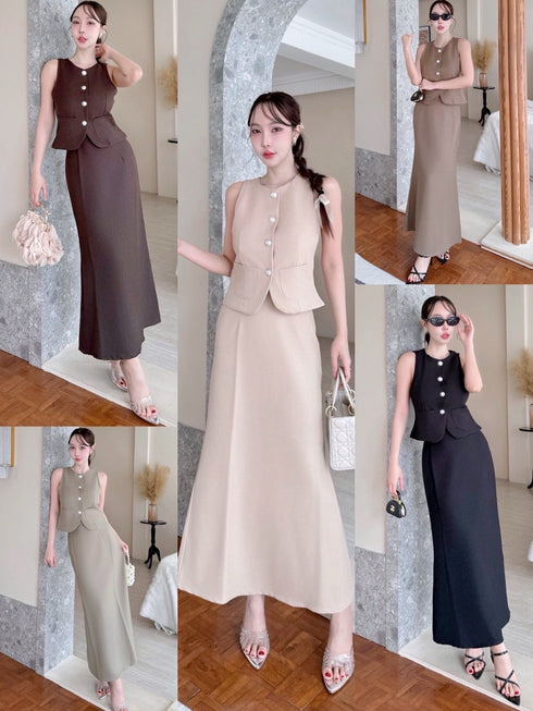 Two Piece Waistcoat Style With Fishtail Skirt